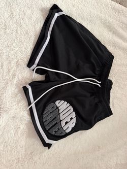 Black Athletic Shorts with Circle Logo Patch