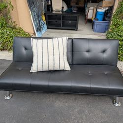 Black Leather Futon 