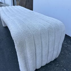 White Fabric Bench 