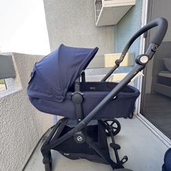 Cybex Eos Lux Stroller & Aton G Infant Car Seat Travel System - Ocean Blue - Like New!