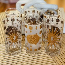Mid Century Fred Press Atomic Glasses With Caddy