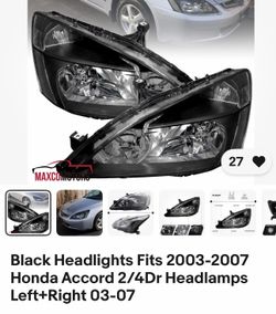 2003-2007 Honda Accord SEDAN. Head light pair