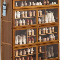 Shoe Rack for entryway Shoe Rack Wooden Shoe Storage Cabinet 7 Tier Shoe Racks for Entryway Holds 17-35 Pairs Shoe and Boots Shelf Organizer,3 Size Sh