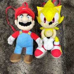 MARIO/SUPER SONIC PLUSH BACKPACKS