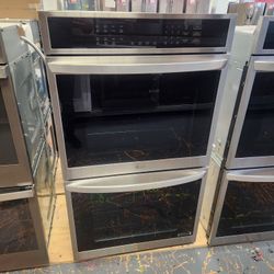 LG 30 Inch Electric Double Wall Oven Convection Air Fry Blue Interior