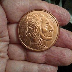 One Ounce Of Pure Copper Indian Head/Buffalo Coin