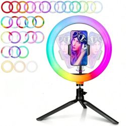 10-Inch Rgb Ring Light With Desk Stand For Video, Photography, Selfie, Vlog, Mak