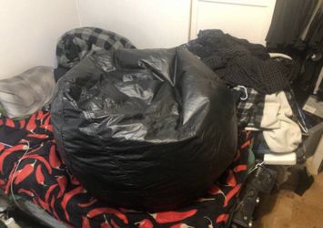 Huge Brand New Black Leather bean bag chair