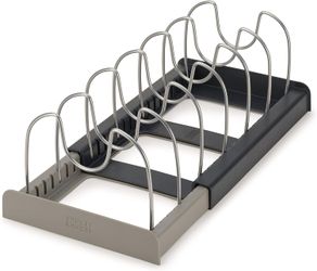 NEW - Joseph Joseph DrawerStore Expanding Cookware Organizer, Space saving storage for pan lids, baking trays - Grey - Retail $19