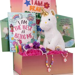 Brandnew  Large Unicorn Surprise Box for Girls and Boys w/Unicorn Plush, Coloring Book and Markers, Jewelry and Horn Headband - Awesome Gift for Girls