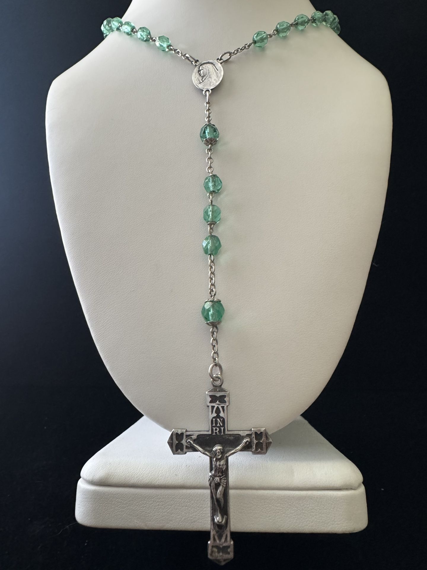 Light Green Beaded Sterling Silver Rosary is at 21 inches Long,All Products : American Fashion Style Bags On Sale
