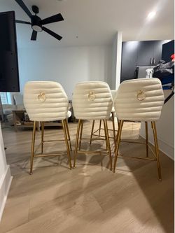 Barstools, Cream and Gold