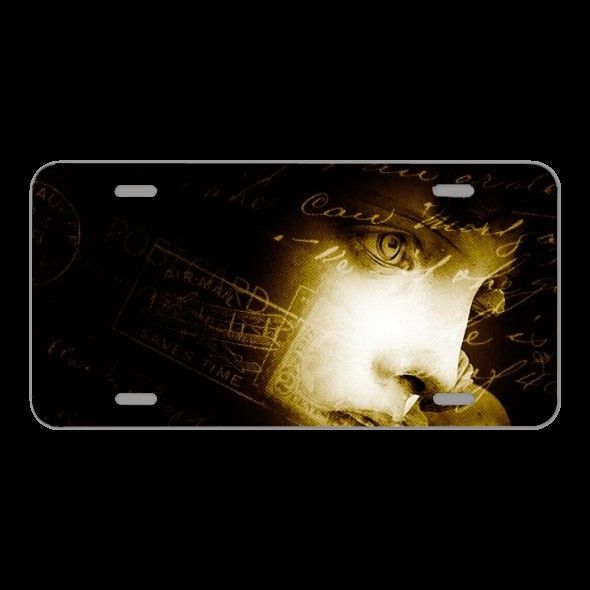 License Plate Novelty Car Front Face Think Thought Thoughtful Face