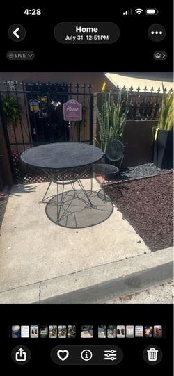 Cast iron table and chair