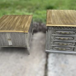 ✨ 2pc – French Vintage Side Table Set –  Hand-Restored – $255