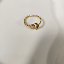 Gold Sterling Silver Crescent Ring