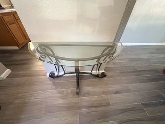 Glass top Demilune console table