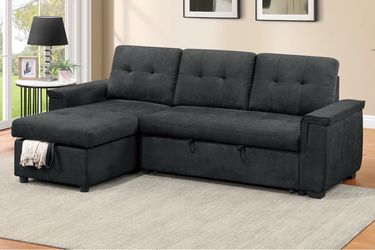 Dark Gray Sectional Sleeper Sofa with Storage Chaise