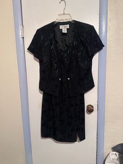 J.R. Nites Black Floral Two-Piece Dress Set