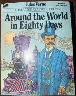 Vintage 1970s Moby Books Around the World in Eighty Days Illustrated Classic