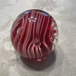 Dynasty Gallery Swirl Red Paperweight (Original Label)