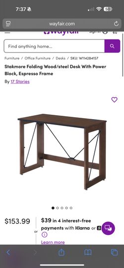 FREE DELIVERY ‼️‼️Stakmore Folding Wood/Steel Desk with Power Block – LIKE NEW