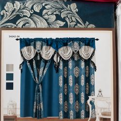Luxury Jacquard Curtain Set with Valance