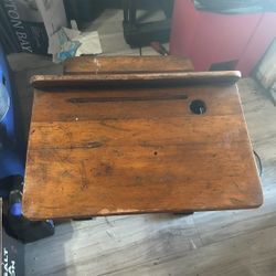 19th Century Antique Primitive School Desk | Combined Desk And Chair