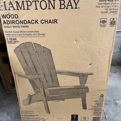 Hampton Bay Lattice White Wood Adirondack Folding Chair