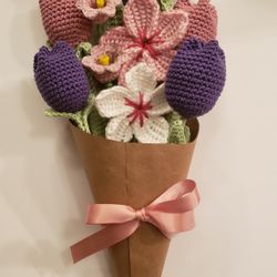 Flower Bouquet | Crochet Tulip Flowers Bouquet | Handmade Flowers | Crochet Gift