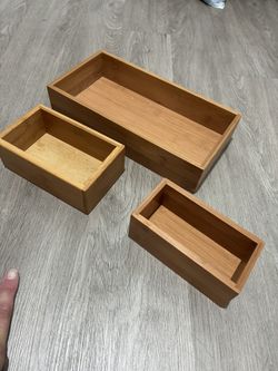 Set of 3 Wooden Storage Boxes 