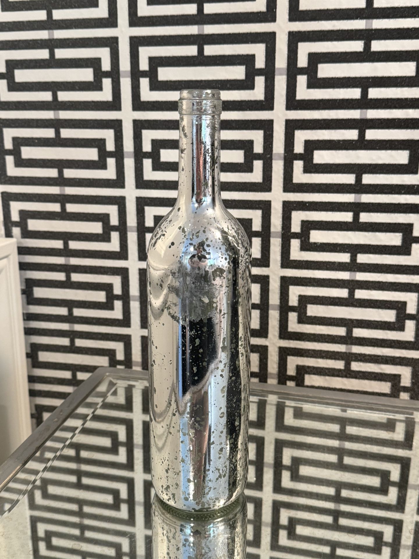 Antique Mercury Glass Wine Bottle