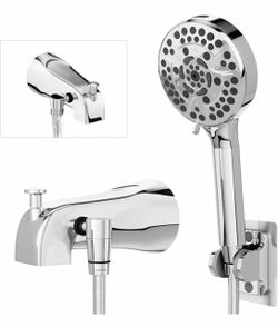 NEW - Chrome Tub Spout and Handheld Shower Head Set