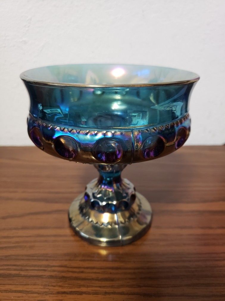 Blue Carnival Glass Dish