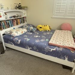 MUST GO SOON! Kids Platform Bed with Bookcase  - Willing to Negotiate Price