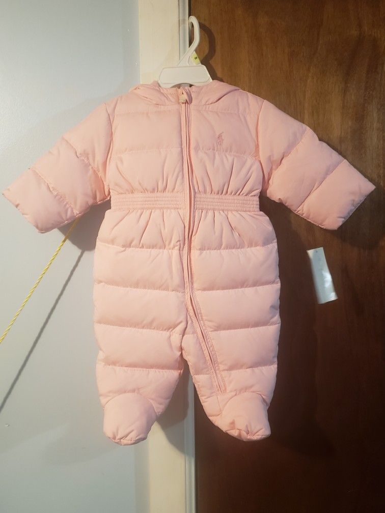 Pink Baby Girls Polo Snowsuit