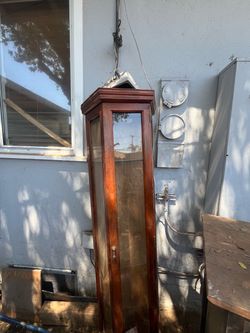 Tall Wood and Glass Display Cabinet
