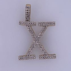 10k Yellow Gold Diamond “X” Pendant 