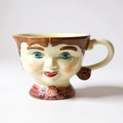 Vintage Style Ceramic Face Mug – “Café”