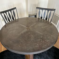 Custom Concrete Table With Steel Inlay Design 