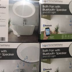 Home Netwerks Decorative White 80 CFM Ceiling Mount Bluetooth Stereo Speaker Bathroom Exhaust Fan with LED Light