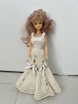 Vintage Barbie Doll Hand Crocheted Dress