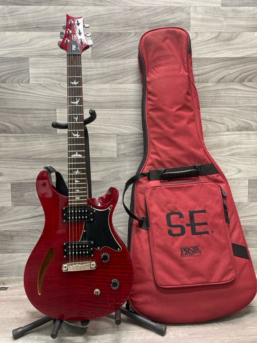 PRS SE Custom Semi-Hollow Electric Guitar w/ Gig Bag – Cherry Red (A1D022803)