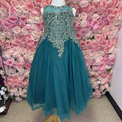 Little Girls Tea Length Emerald Dress