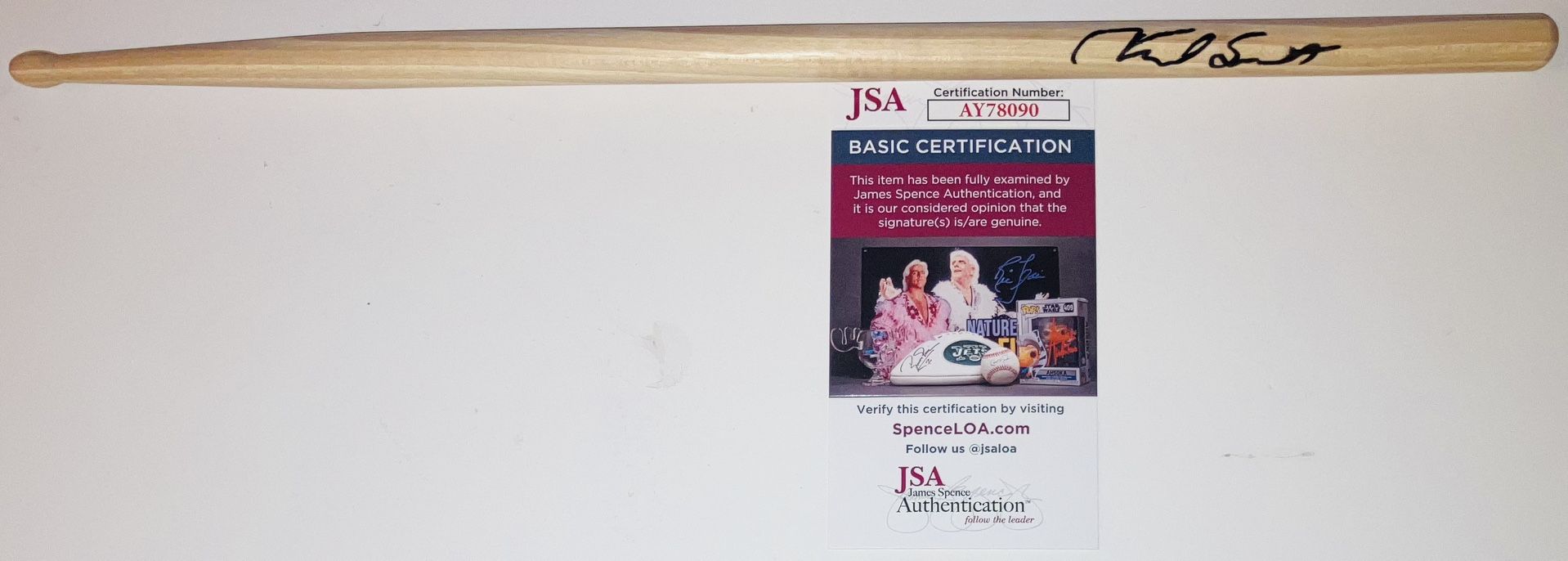 CHAD SMITH SIGNED AUTOGRAPHED DRUMSTICK RED HOT CHILI PEPPERS DRUMMER JSA COA!