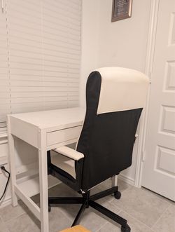 White Desk & Office Chair Set – Good Condition