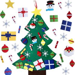 New Christmas Ornaments DIY Felt Christmas Tree Merry Christmas Decorations for Home Navidad 2024 New Year Gifts DIY Xmas Tree Template DIY Greet