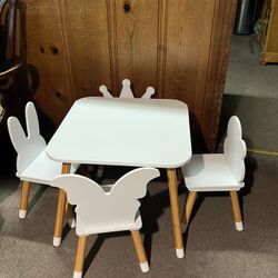 UTEX Kids Table with 4 Chairs Set, Kid Table and Chairs Set for Girls, Toddlers, Boys, 5 Piece Kiddy Table and Chair Set, White