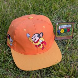 1993 Mighty Mouse Snapback Hat Viacom American Needle Vintage Orange Cartoon Cap