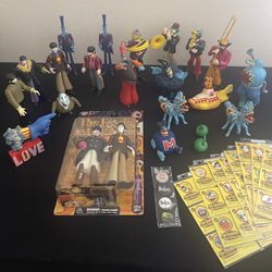 $100 Lot of The Beatles Yellow Submarine figurines, $40 lot of trading cards, $10 pin-back buttons